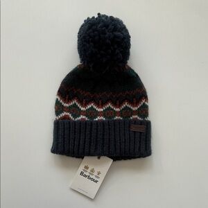 Barbour Knit Hat with Pom Pom - Black, Green, and Brown